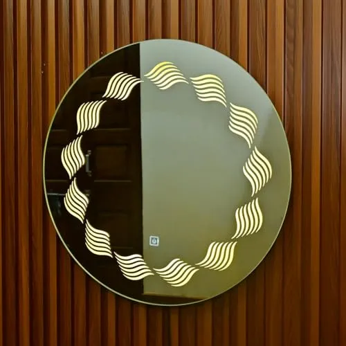 Kamal ENTERPRISEZ | LED Lighted Vanity Mirror, Round Wall-Mounted, DIY, Touch Sensor, for Home/Office (Round Mirror 1)