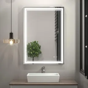 KAMAL INTERIORS LED Light Wall Mounted Mirror for Bathroom, Vanity, Washbasin Office Mirror LED Light with Sensor/Adjustable White/Daylight (Front : White, 18"X24" (Vertical))