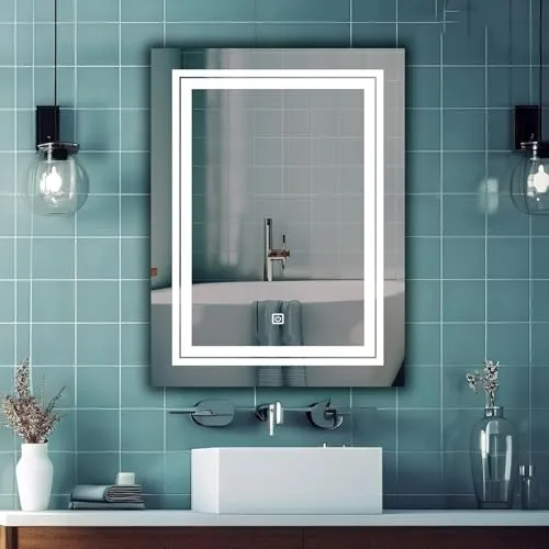 KAMAL INTERIORS Wall Mirror Bathroom Mirror LED Classic Beauty, Bathroom Mirror with Lighting Mirror