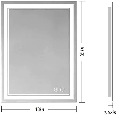 Kamal LED Light Wall Mounted Mirror for Bathroom, Vanity, Washbasin Office Mirror LED Light with Sensor/Adjustable White/Daylight (Front : White, 18"X24" (Vertical))