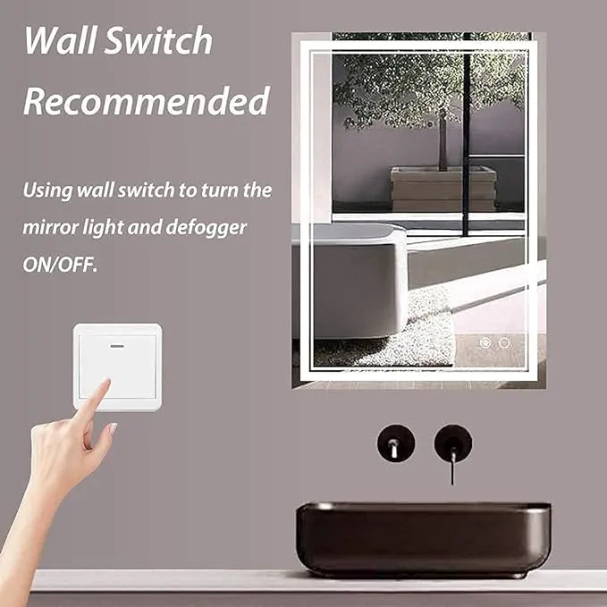 Kamal LED Light Wall Mounted Mirror for Bathroom, Vanity, Washbasin Office Mirror LED Light with Sensor/Adjustable White/Daylight (Front : White, 18"X24" (Vertical))