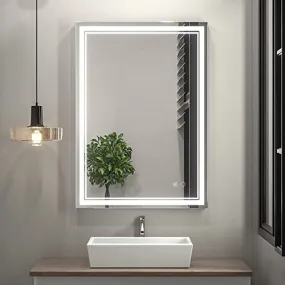 Kamal LED Light Wall Mounted Mirror for Bathroom, Vanity, Washbasin Office Mirror LED Light with Sensor/Adjustable White/Daylight (Front : White, 18"X24" (Vertical))