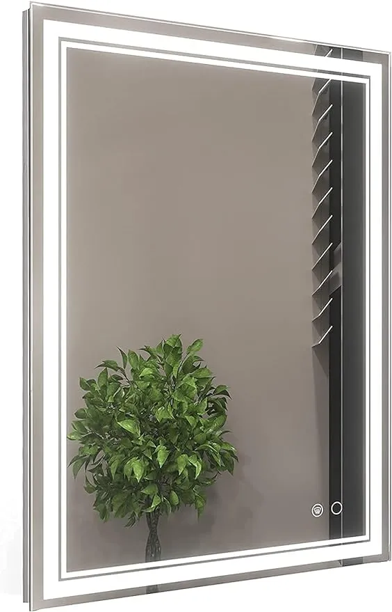 Kamal LED Light Wall Mounted Mirror for Bathroom, Vanity, Washbasin Office Mirror LED Light with Sensor/Adjustable White/Daylight (Front : White, 18"X24" (Vertical))