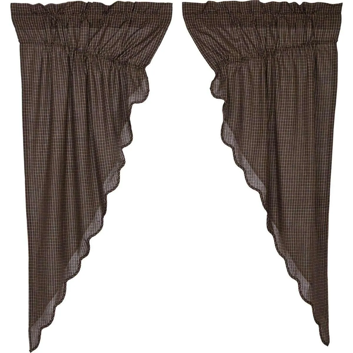 Kettle Grove Plaid Prairie Short Panel Curtain Scalloped Set of 2 63x36x18