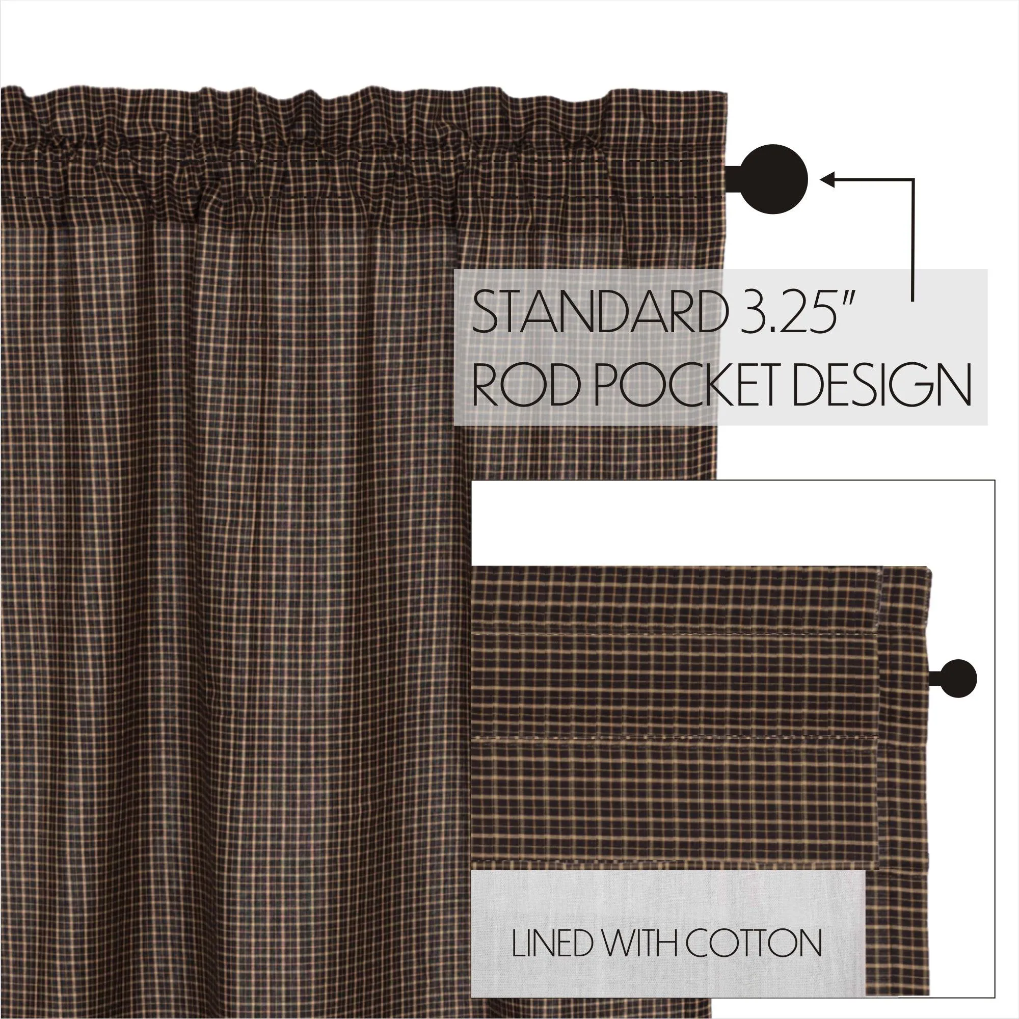 Kettle Grove Plaid Swag Scalloped Set of 2 36x36x16 VHC Brands