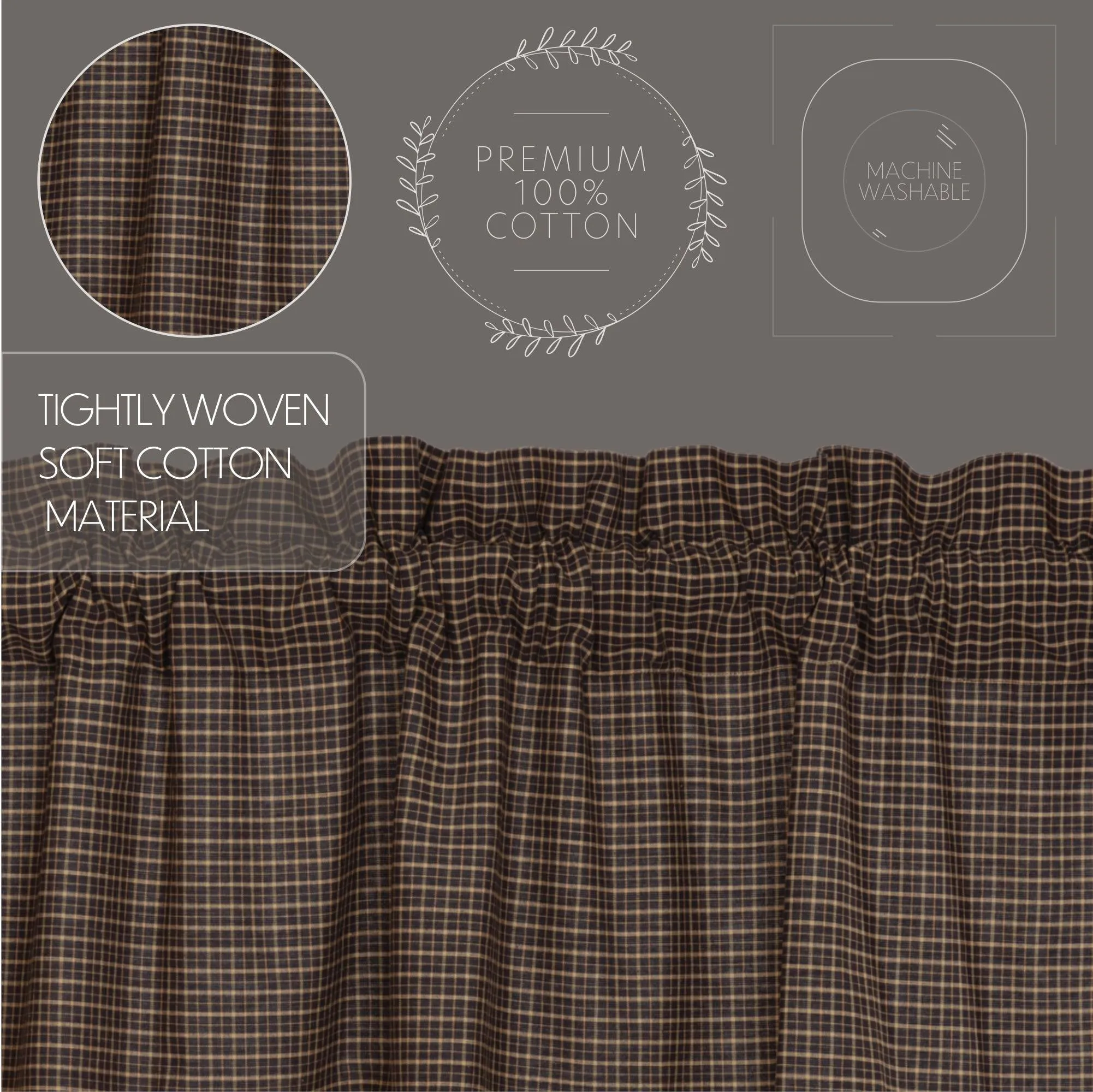 Kettle Grove Plaid Swag Scalloped Set of 2 36x36x16 VHC Brands