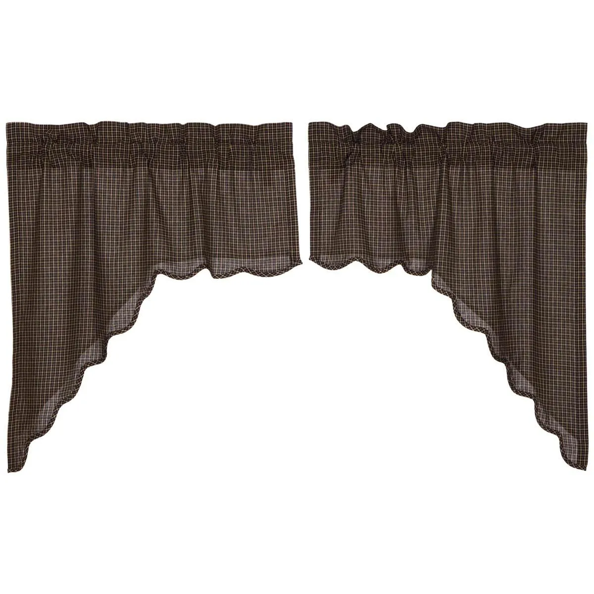 Kettle Grove Plaid Swag Scalloped Set of 2 36x36x16 VHC Brands