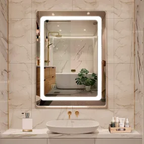 Khushi Decors Image Glass Mirror for Bathroom, Washbasin, Home Makeup Led Light Mirror Touch Sensor (18 x 24 inch, Silver)