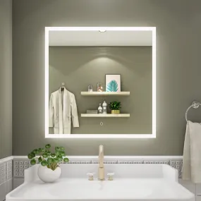 Khushi Decors LED Mirror Glass for Bathroom Wall - Decorative Interior Decor Mirror for Bedroom, Living Room, Drawing Room, Hall, Makeup Room and Wash Basin ((Size 24x24 Inchi))