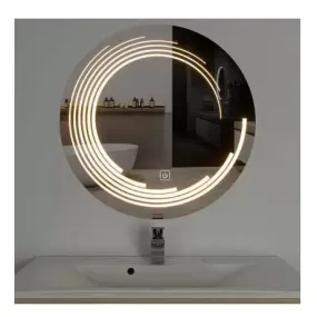 LAXMI Glass Shop Wall Mounted Led Touch Sensor Mirror with Aluminum Frame | LED Illuminated Modern Design Vanity Round Mirror for Bedroom, Bathroom & Makeup Room (24inch x 24inch)