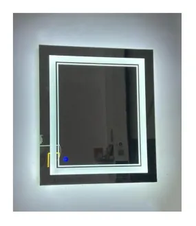 LAXMI Glass Shop Wall Mounted Led Touch Sensor Mirror with Aluminum Frame | LED Illuminated Modern Design Vanity Square Mirror for Bedroom, Bathroom & Makeup Room (24inch x 24inch)