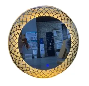 LAXMI Glass Shop Wall Mounted Led Touch Sensor Mirror with Aluminum Frame | LED Illuminated Modern Designed Vanity Round Mirror for Bathroom, Bedroom & Makeup Room (24inch x 24inch)