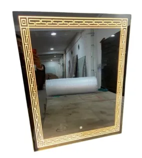 LAXMI Glass Shop Wall Mounted Led Touch Sensor Mirror with Aluminum Frame | LED Illuminated Modern Vanity Rectangle Mirror for Bathroom, Bedroom & Makeup Room (24inch x 24inch) Model-3