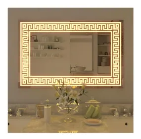 LAXMI Glass Shop Wall Mounted Led Touch Sensor Mirror with Aluminum Frame | LED Illuminated Modern Vanity Rectangle Puzzle Design Mirror for Bathroom, Bedroom & Makeup Room (24inch x 24inch)