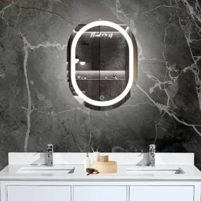 LED Bathroom Mirror, 24"x18" Capsule Oval Metal Framed Vanity Mirror, Wall Mirror with 3-Color Adjustable Warm/Natural/White Light, 6000k-3000k CT, (Black Capsule)