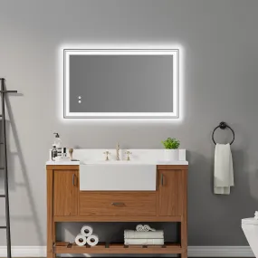 LED-Lit bathroom mirror, wall mounted anti-fog memory Adjustable Brightness front and back light Rectangular Vanity mirror