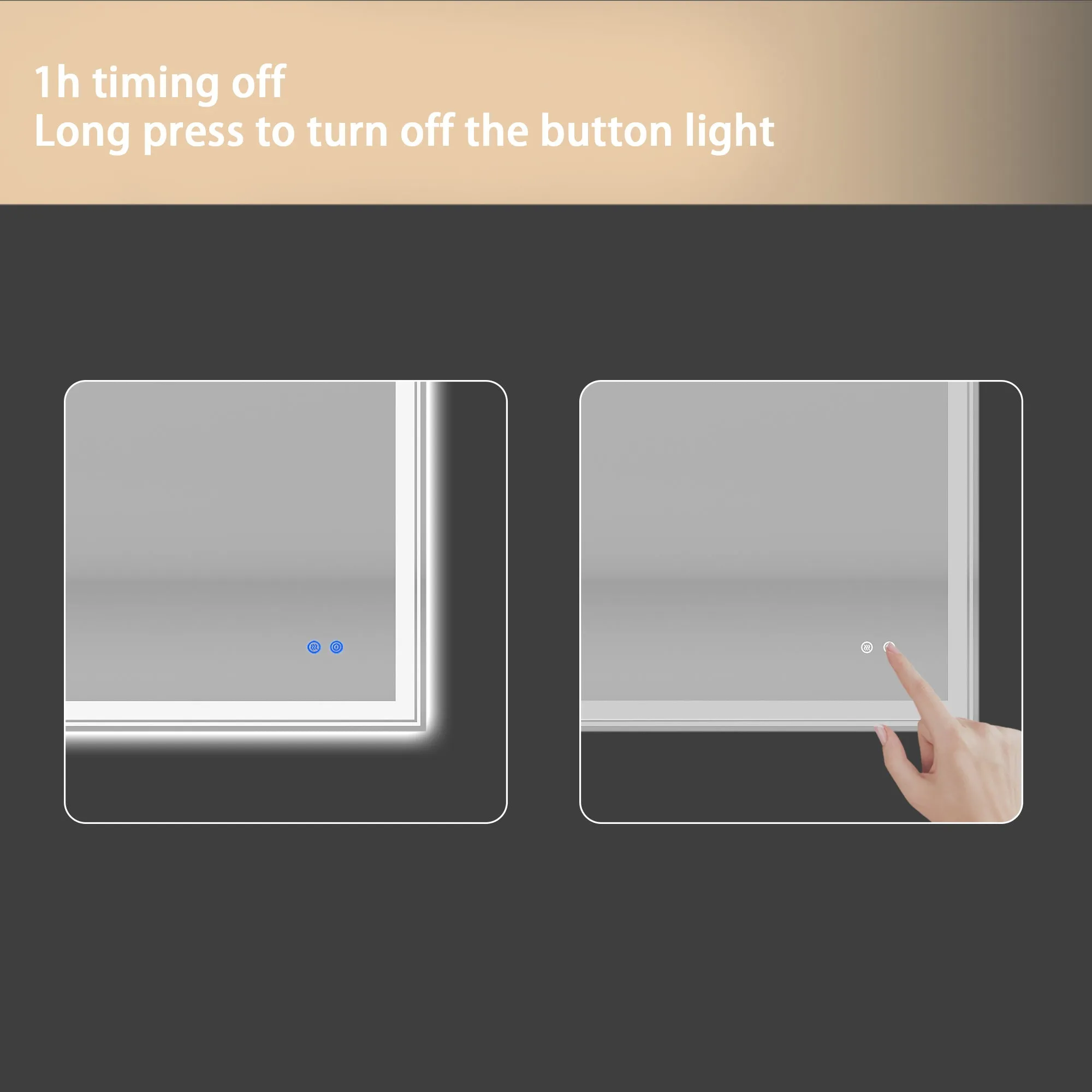 LED-Lit bathroom mirror, wall mounted anti-fog memory Adjustable Brightness front and back light Rectangular Vanity mirror