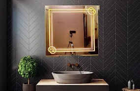 LED Rectangular Mirror Glass Bathroom Wall- Full Lenght Home Decor LED Light Mirror Glass for Dressing Room, Bedroom, Living Room, Washbasin, Hall (Moon White-24 * 30)