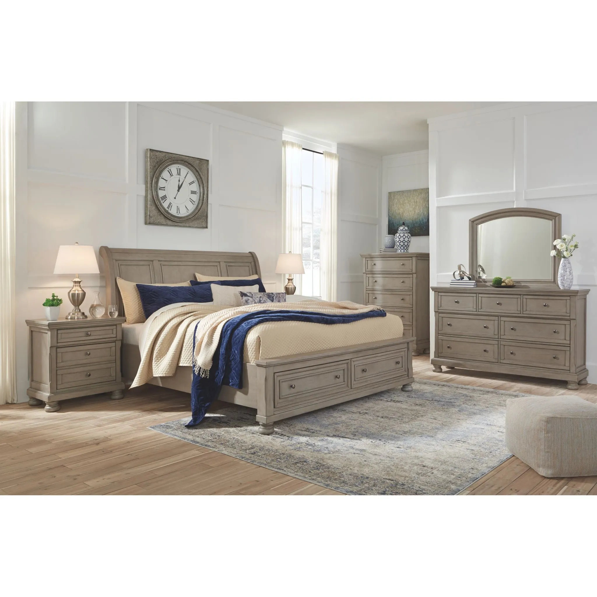 Lettner Dresser and Mirror - Light Gray