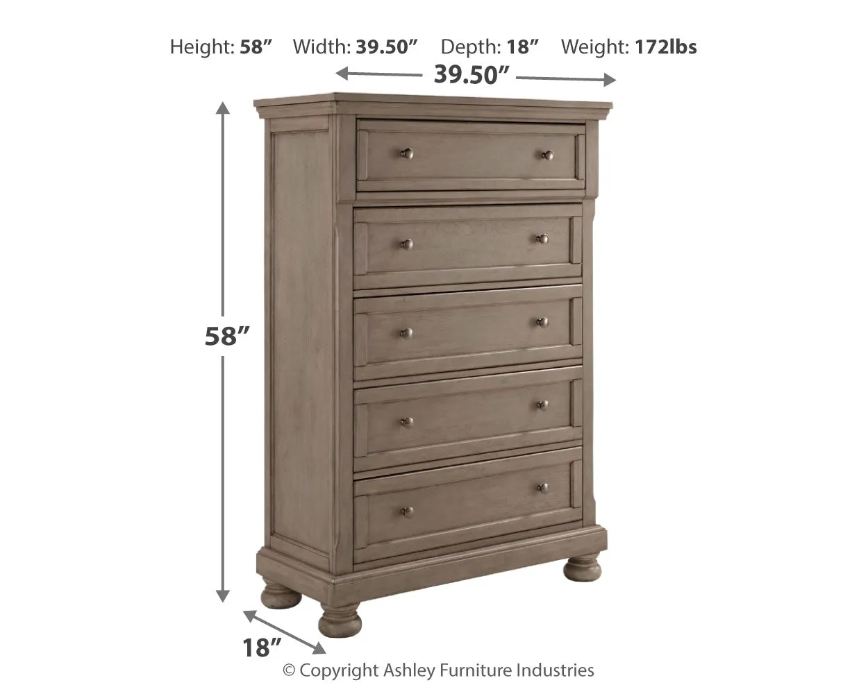 Lettner King Sleigh Bed with 2 Storage Drawers with Mirrored Dresser, Chest and 2 Nightstands in Light Gray