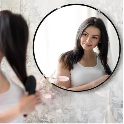 LUPPRA Black Round Wall Mirror, Bathroom Metal Frame Hanging Circle Mirror for Bedroom Living Room Vanity Washroom Entryway (24X24 INCH) BRR3