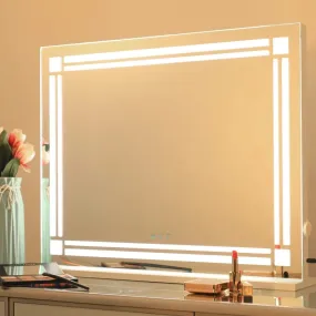 MALLIK DESIGN Led Mirror Wall Mounted Bathroom Mirrors Front Lighted Rectangle Vanity Office Makeup LED Light Mirror with Sensor & Adjustable Lights