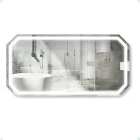 MALLIK DESIGN Wall Mounted Led Mirror Octagon Design Vanity Bathroom Home Decor | 24x18 Inches