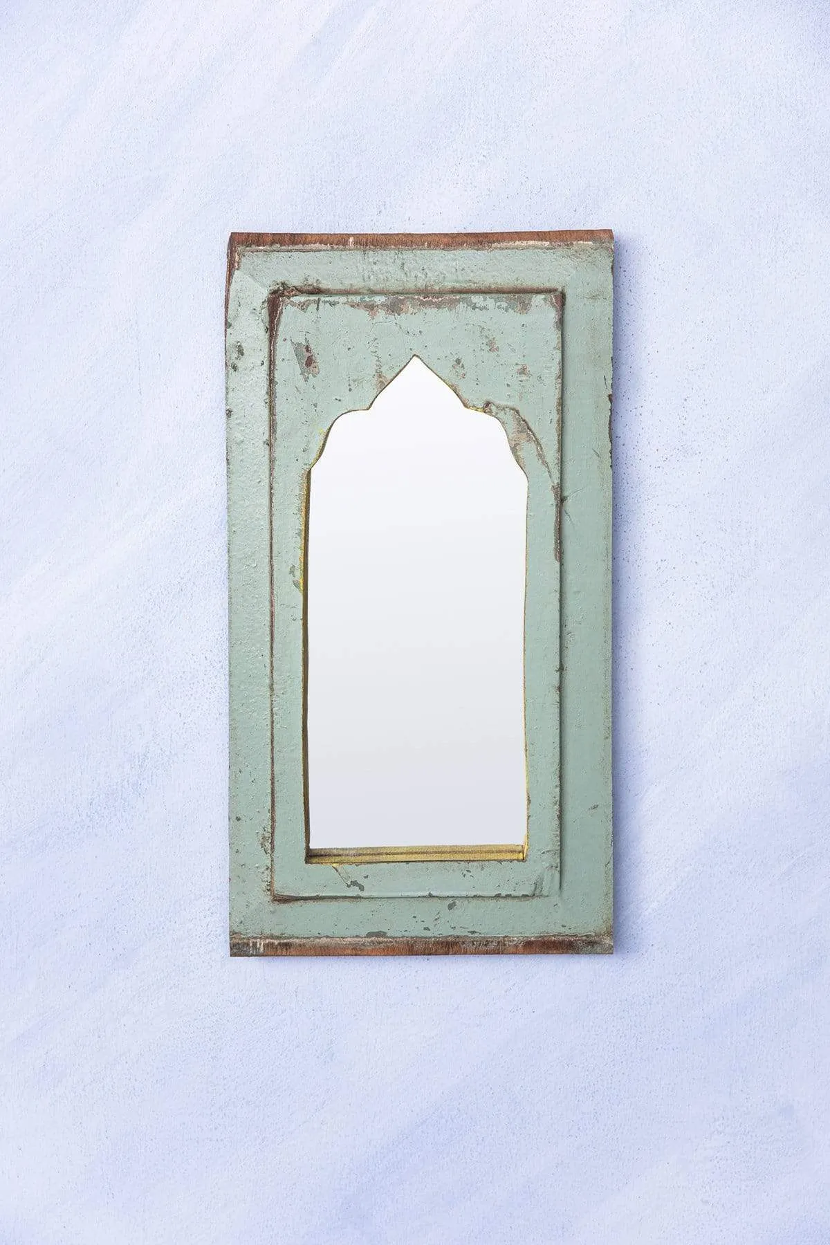 Mehrab Aqua Sky Blue Decorative Mirror (Set Of 2)