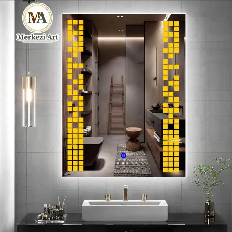 MERKEZI ART MA16 LED Light Mirror for Wall, Bathroom, Bedroom, Living Room, Makeup Room, 3 in 1 Color Light Wall Mirror (18 x 24 Inch)