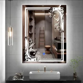 MERKEZI ART MA20 LED Light Mirror for Wall, Bathroom, Bedroom, Living Room, Makeup Room, 3 in 1 Color Light Wall Mirror (18 x 24 Inch)