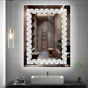 MERKEZI ART MA22 LED Light Mirror for Wall, Bathroom, Bedroom, Living Room, Makeup Room, 3 in 1 Color Light Wall Mirror (18 x 24 Inch)