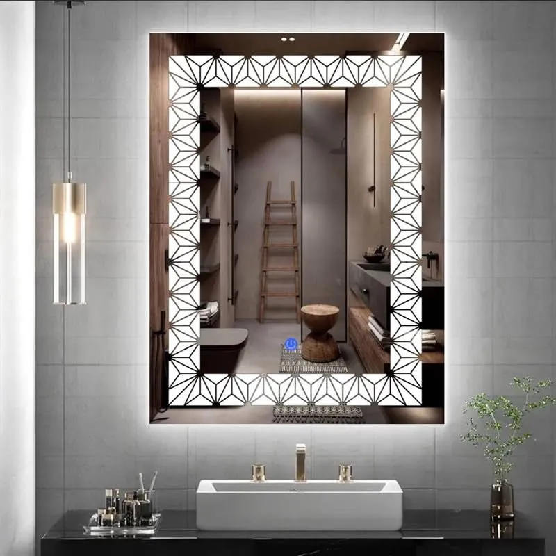 MERKEZI ART MA22 LED Light Mirror for Wall, Bathroom, Bedroom, Living Room, Makeup Room, 3 in 1 Color Light Wall Mirror (18 x 24 Inch)