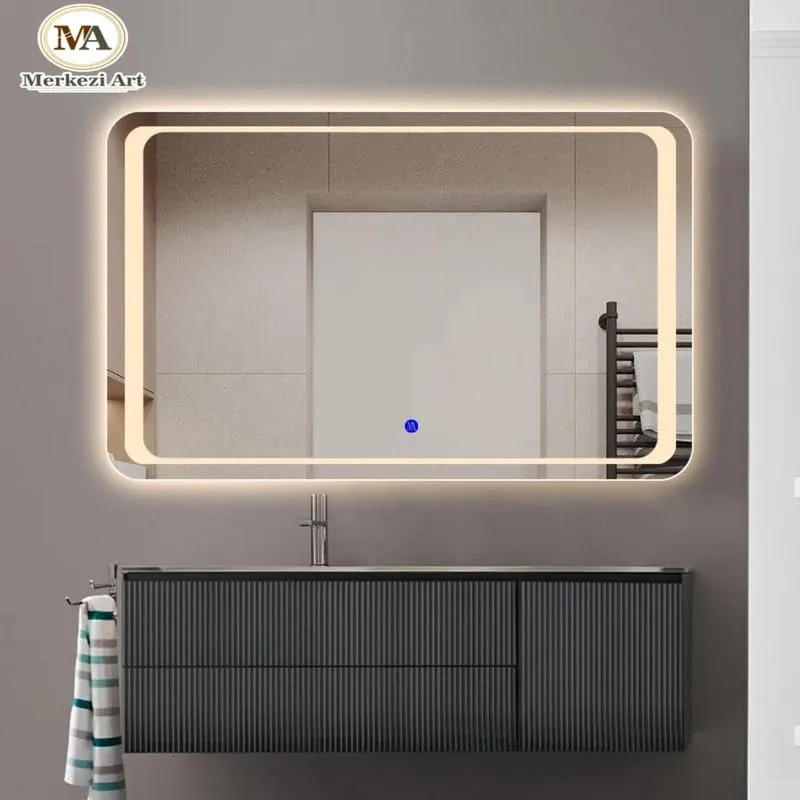 MERKEZI ART MA24 LED Light Mirror for Wall, Bathroom, Bedroom, Living Room, Makeup Room, 3 in 1 Color Light Wall Mirror (18 x 24 Inch)