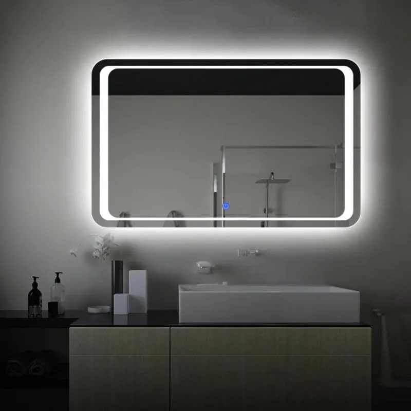 MERKEZI ART MA24 LED Light Mirror for Wall, Bathroom, Bedroom, Living Room, Makeup Room, 3 in 1 Color Light Wall Mirror (18 x 24 Inch)