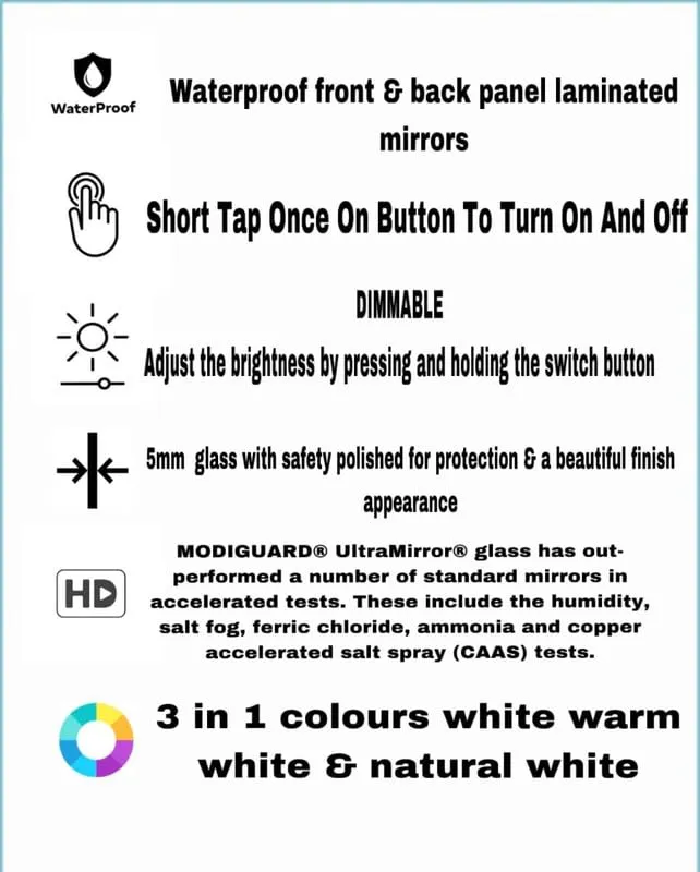 MERKEZI ART MA24 LED Light Mirror for Wall, Bathroom, Bedroom, Living Room, Makeup Room, 3 in 1 Color Light Wall Mirror (18 x 24 Inch)