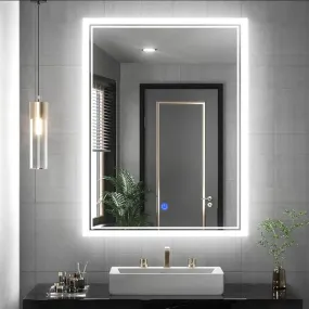 MERKEZI ART MA26 LED Light Mirror for Wall, Bathroom, Bedroom, Living Room, Makeup Room, 3 in 1 Color Light Wall Mirror (18 x 24 Inch)
