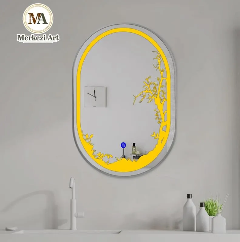 MERKEZI ART MA28 LED Light Mirror for Wall, Bathroom, Bedroom, Living Room, Makeup Room, 3 in 1 Color Light Wall Mirror (18 x 24 Inch)