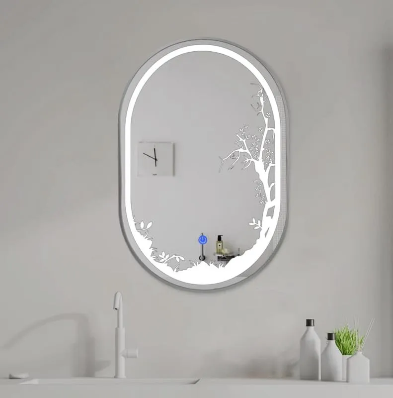 MERKEZI ART MA28 LED Light Mirror for Wall, Bathroom, Bedroom, Living Room, Makeup Room, 3 in 1 Color Light Wall Mirror (18 x 24 Inch)