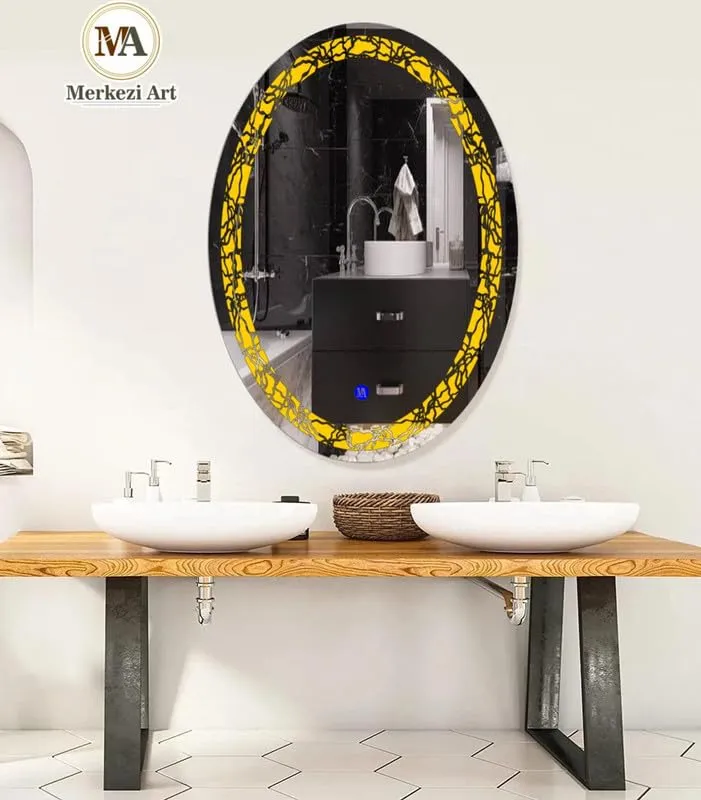 MERKEZI ART MB15 LED Light Mirror for Wall, Bathroom, Bedroom, Living Room, Makeup Room, 3 in 1 Color Light Wall Mirror (18 x 24 Inch)