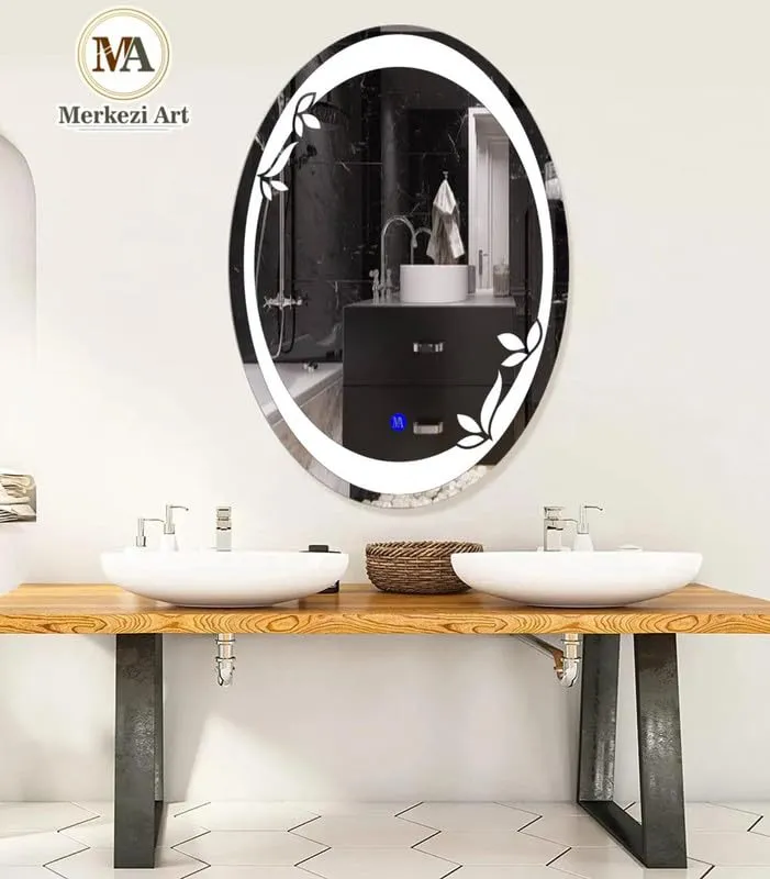 MERKEZI ART MB16 LED Light Mirror for Wall, Bathroom, Bedroom, Living Room, Makeup Room, 3 in 1 Color Light Wall Mirror (18 x 24 Inch)