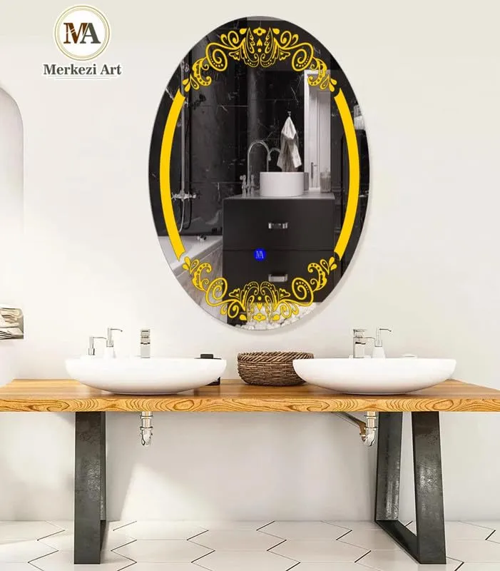 MERKEZI ART MB18 LED Light Mirror for Wall, Bathroom, Bedroom, Living Room, Makeup Room, 3 in 1 Color Light Wall Mirror (18 x 24 Inch)