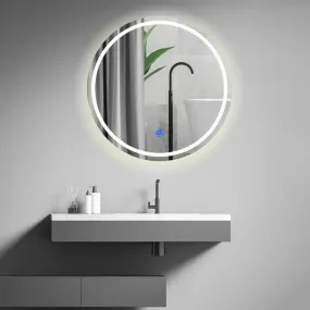 MERKEZI ART MC28 LED Light Mirror for Wall, Bathroom, Bedroom, Living Room, Makeup Room, 3 in 1 Color Light Wall Mirror (24 x 24 Inch)