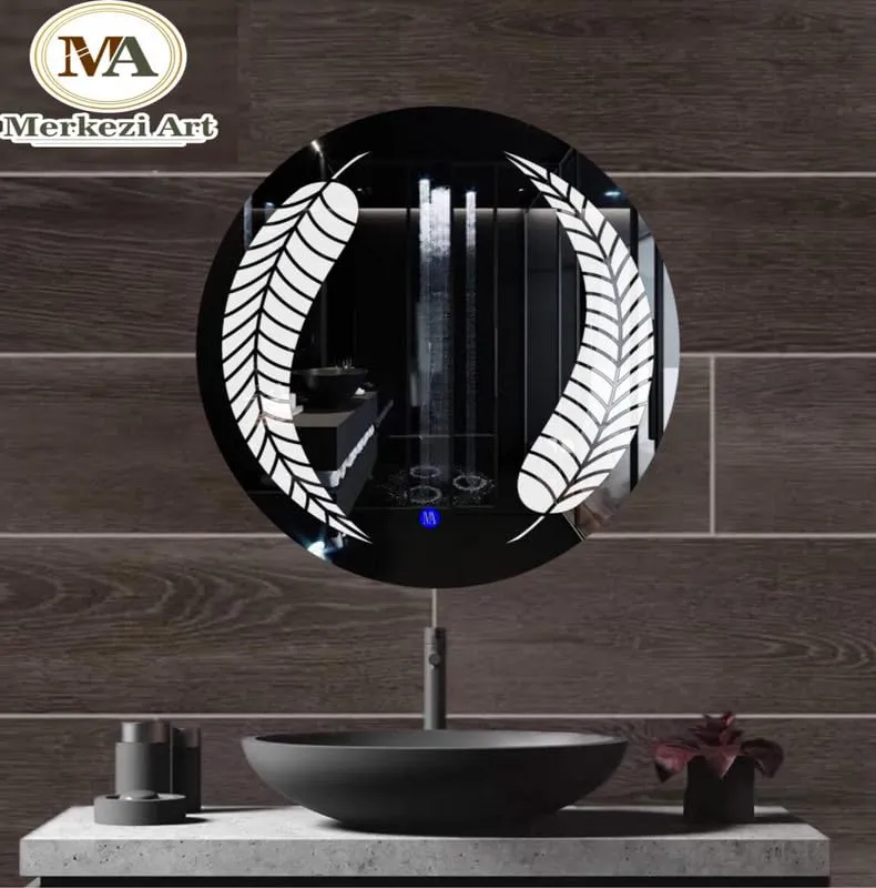 MERKEZI ART MC29 LED Light Mirror for Wall, Bathroom, Bedroom, Living Room, Makeup Room, 3 in 1 Color Light Wall Mirror (24 x 24 Inch)