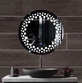 MERKEZI ART MC35 LED Light Mirror for Wall, Bathroom, Bedroom, Living Room, Makeup Room, 3 in 1 Color Light Wall Mirror (24 x 24 Inch)