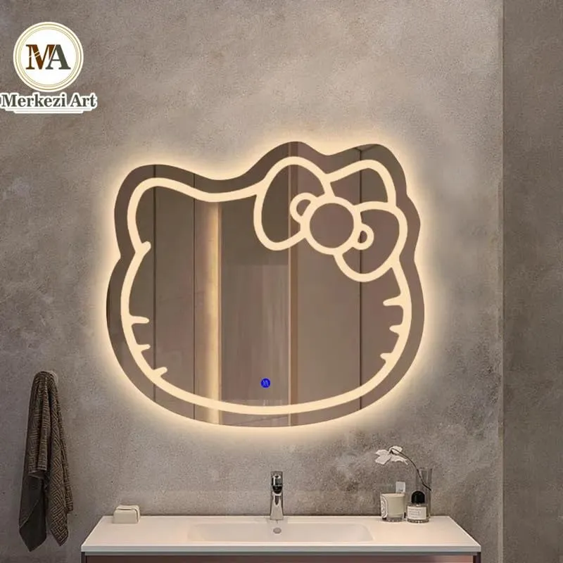 MERKEZI ART ME02 LED Light Mirror for Wall, Bathroom, Bedroom, Living Room, Makeup Room, 3 in 1 Color Light Wall Mirror (24 x 24 Inch)