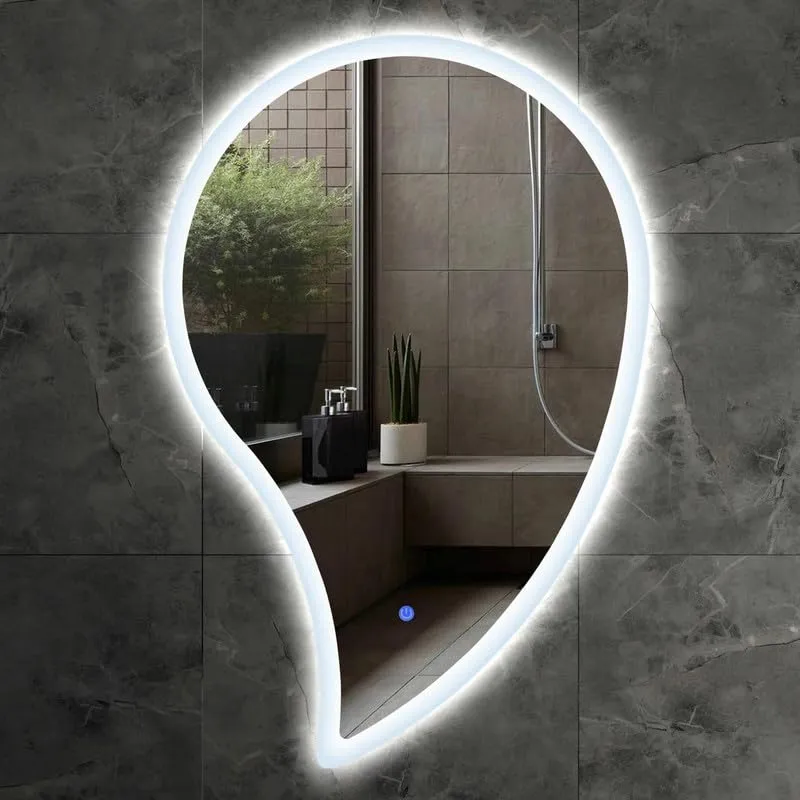 MERKEZI ART ME03 LED Light Mirror for Wall, Bathroom, Bedroom, Living Room, Makeup Room, 3 in 1 Color Light Wall Mirror (18 x 24 Inch)