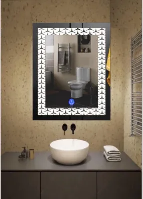 MERKEZI ART Rectangle Shape Inbuild Led Lights Decorative Wall Mirror for Bathroom, Living Room, Bedroom, Vanity Mirrors, Makeup 24 x 18 Inch (MA03)