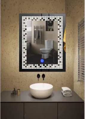 MERKEZI ART Rectangle Shape Inbuild Led Lights Decorative Wall Mirror for Bathroom, Living Room, Bedroom, Vanity Mirrors, Makeup 24 x 18 Inch (MA04)