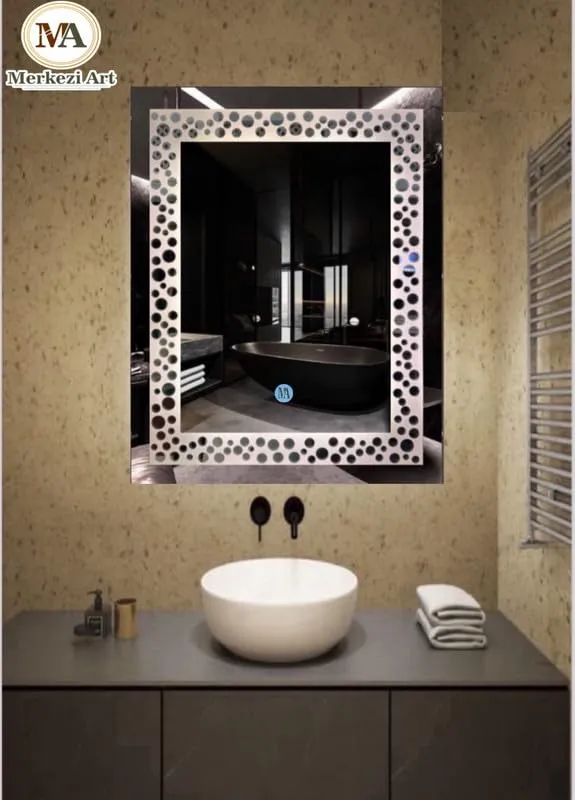 MERKEZI ART Rectangle Shape Inbuild Led Lights Decorative Wall Mirror for Bathroom, Living Room, Bedroom, Vanity Mirrors, Makeup 24 x 18 Inch (MA05)