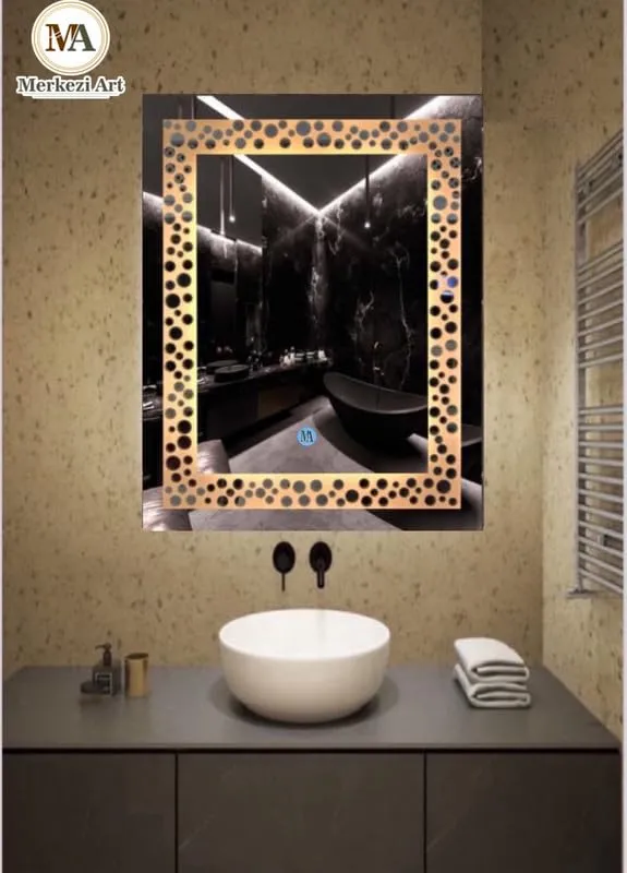 MERKEZI ART Rectangle Shape Inbuild Led Lights Decorative Wall Mirror for Bathroom, Living Room, Bedroom, Vanity Mirrors, Makeup 24 x 18 Inch (MA05)